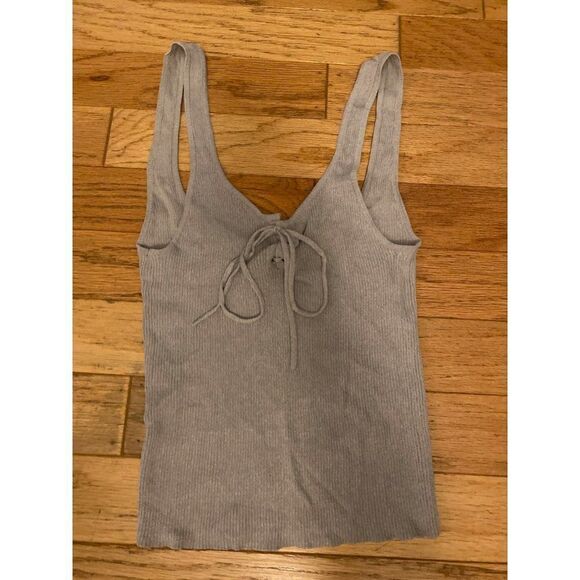 Zara Tops - Zara, women's grey front tie sweater sleeveless tank top, size medium